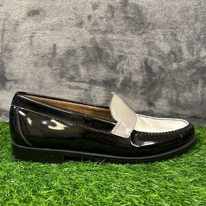 G.H. Bass Co Weejuns Loafers Mens 8 M Whitney Black White Patent Leather Shoes